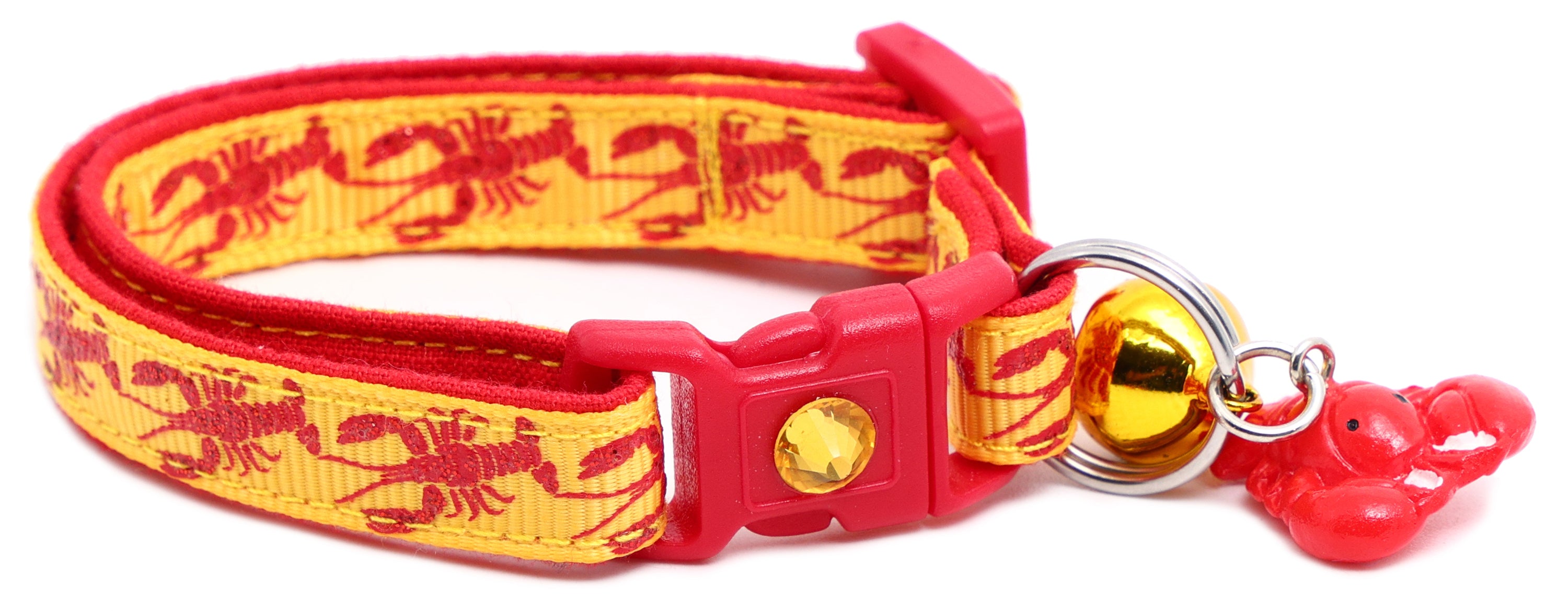 Lobster Breakaway Cat Collar made of reinforced cotton, featuring a breakaway clip and customizable options.